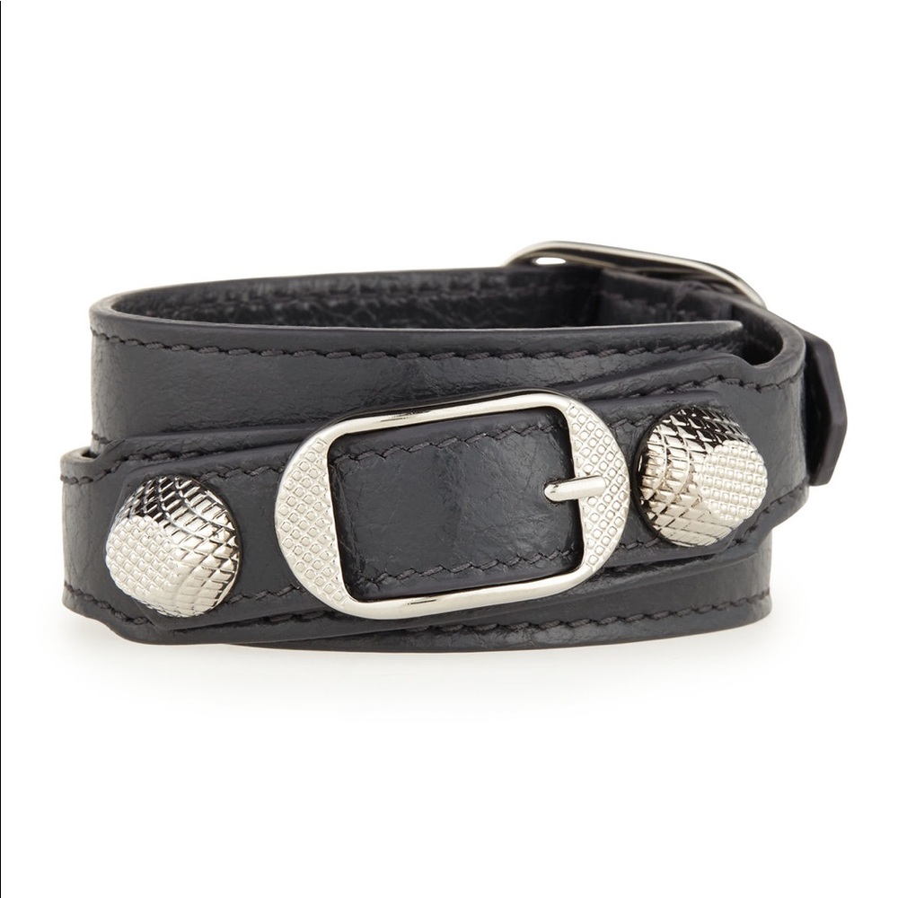 Balenciaga black leather wrap bracelet